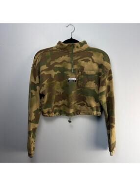 Adidas Originals Camo Cropped Quarter Zip Sweatshirt S